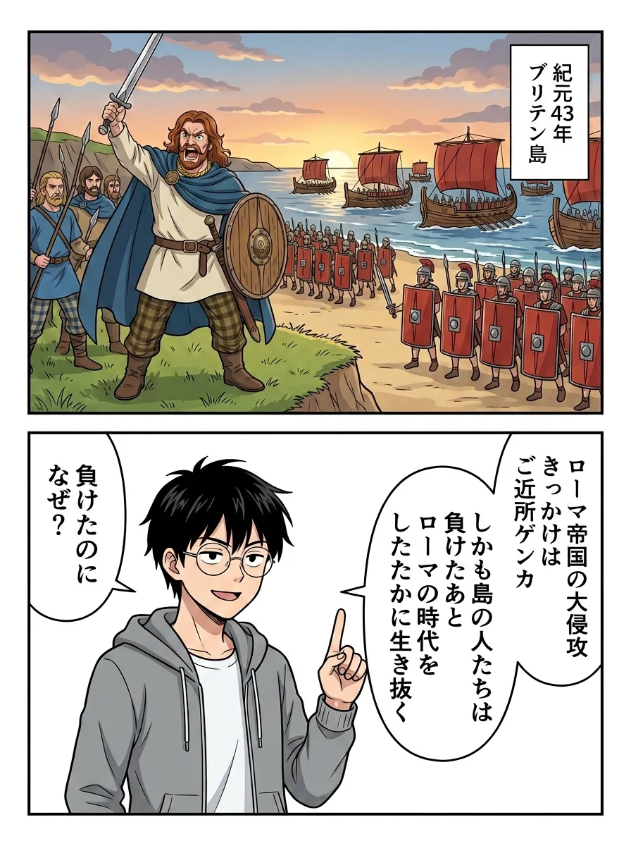 漫画「ローマに負けたブリタニアは、なぜしたたかに生き抜けた?」1ページ目